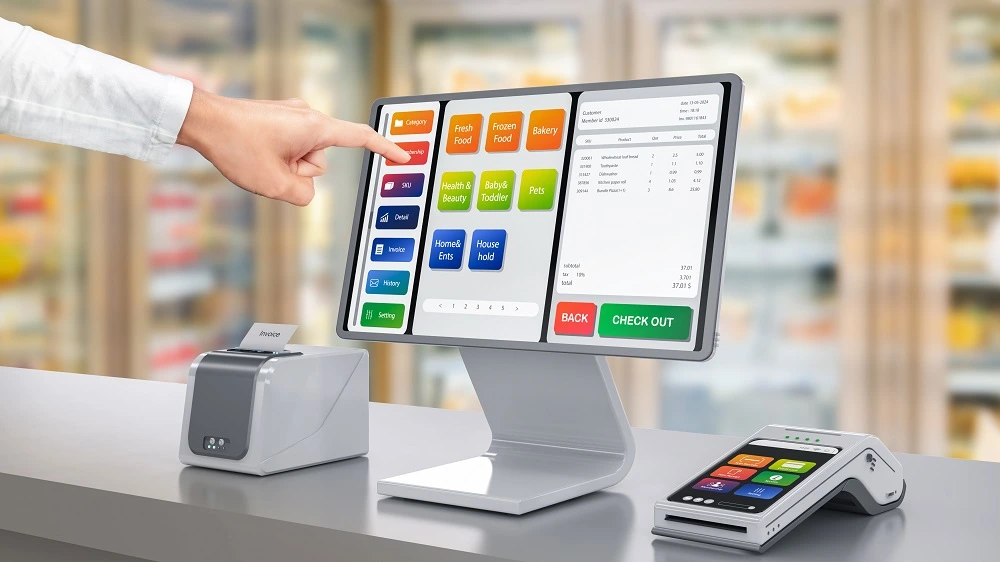 RetaPOS mobile POS system dashboard showing billing and inventory on a smartphone